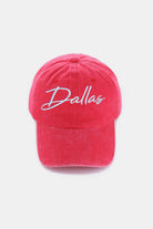 Washed DALLAS Embroidered Baseball Cap - Dallas Red / One Size