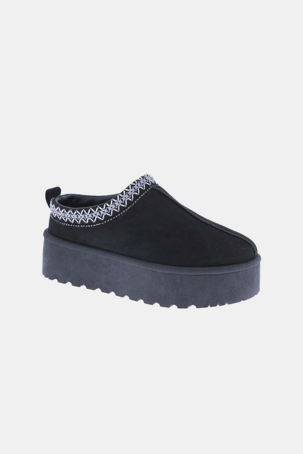 Weeboo Platform Embroidered Trim Slip-On Boots - Black / 6.5