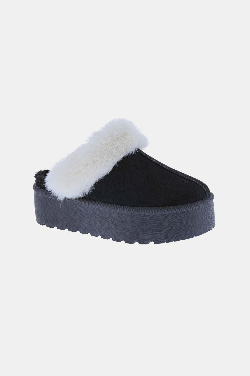 Weeboo Thick Bottom Fur Trim Snow Slippers - Black / 6.5