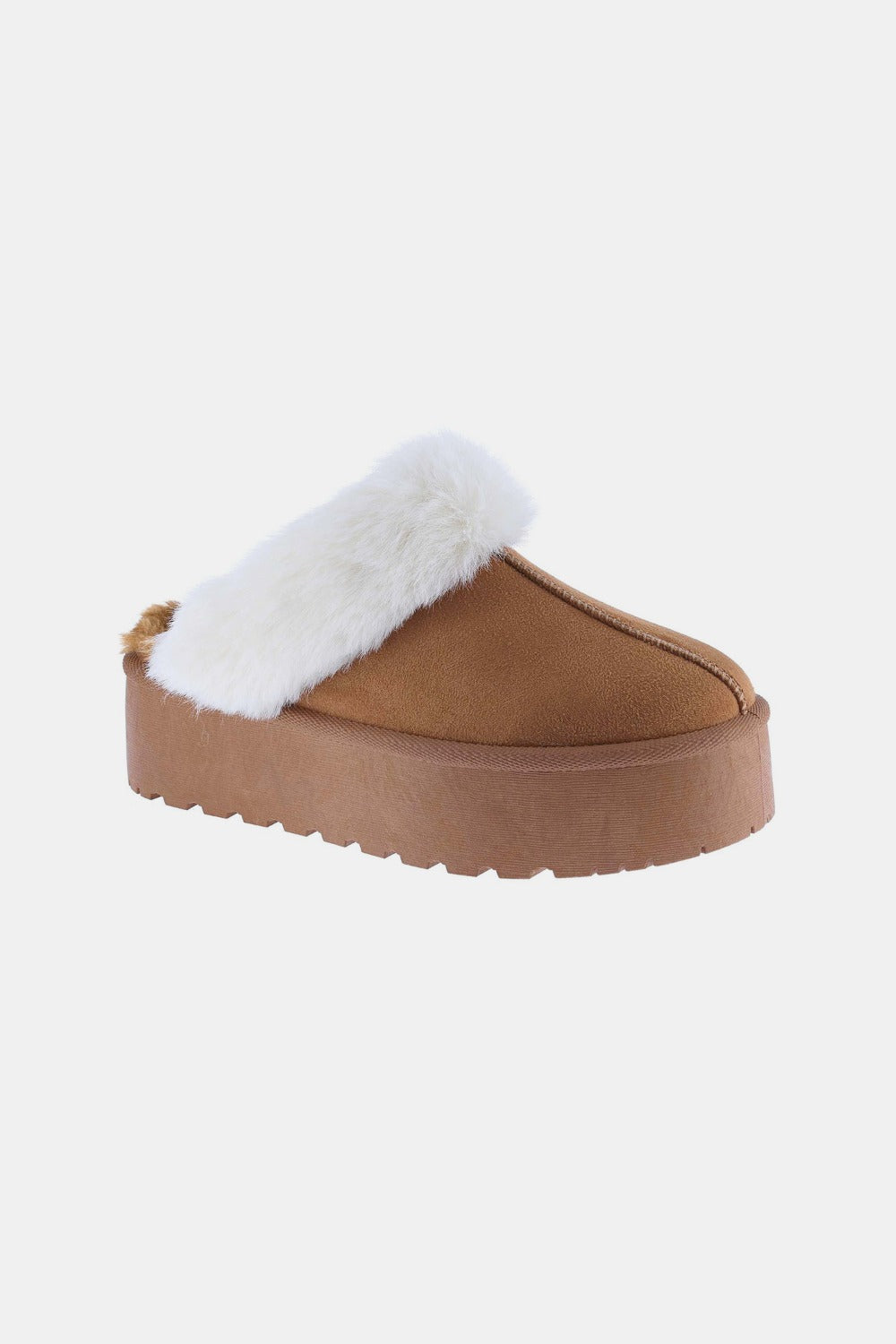 Weeboo Thick Bottom Fur Trim Snow Slippers - Tan / 6.5