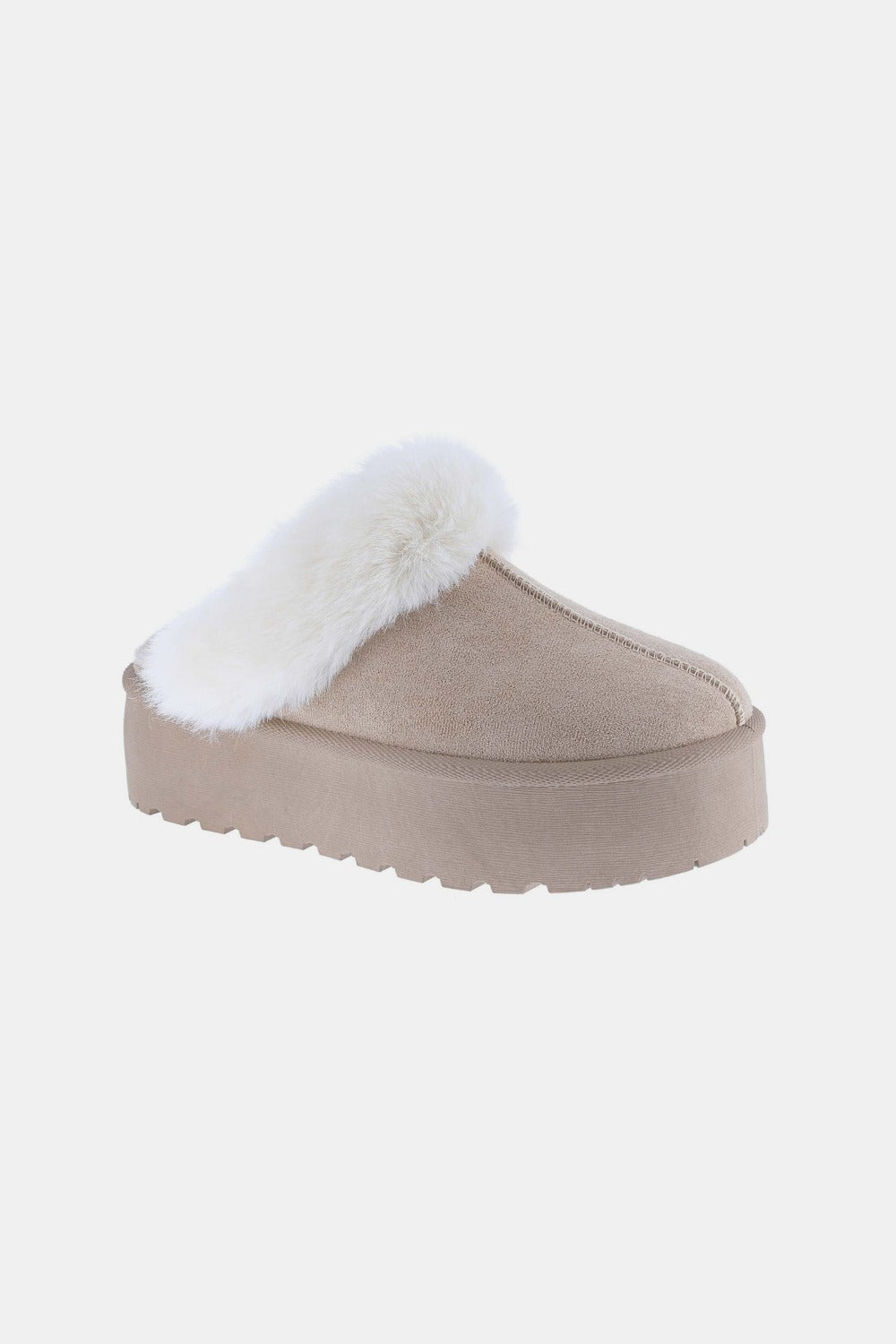 Weeboo Thick Bottom Fur Trim Snow Slippers - Taupe / 6.5
