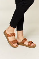 Woven Dual Band Platform Sandals - Whisky / 6