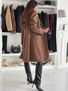 Woven Lined Long Coat w Buttons