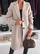 Woven Lined Long Coat w Buttons