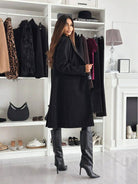 Woven Lined Long Coat w Buttons