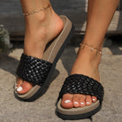 Woven Platform Sandals - Black / 36(US5)