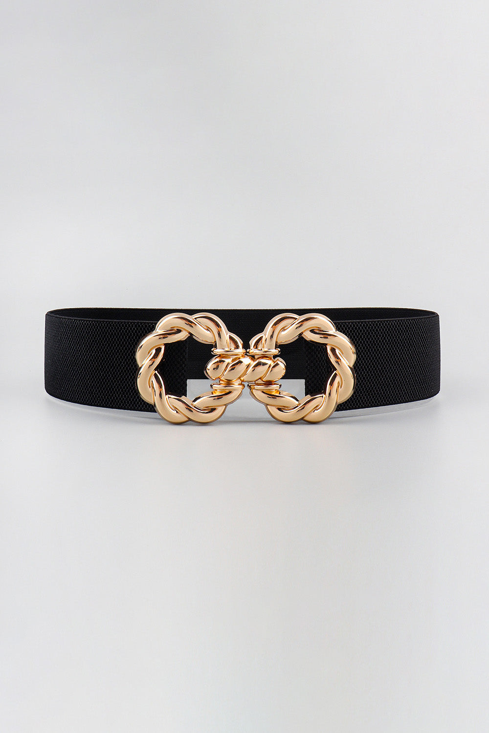Zinc Alloy Buckle Elastic Belt - Black / One Size
