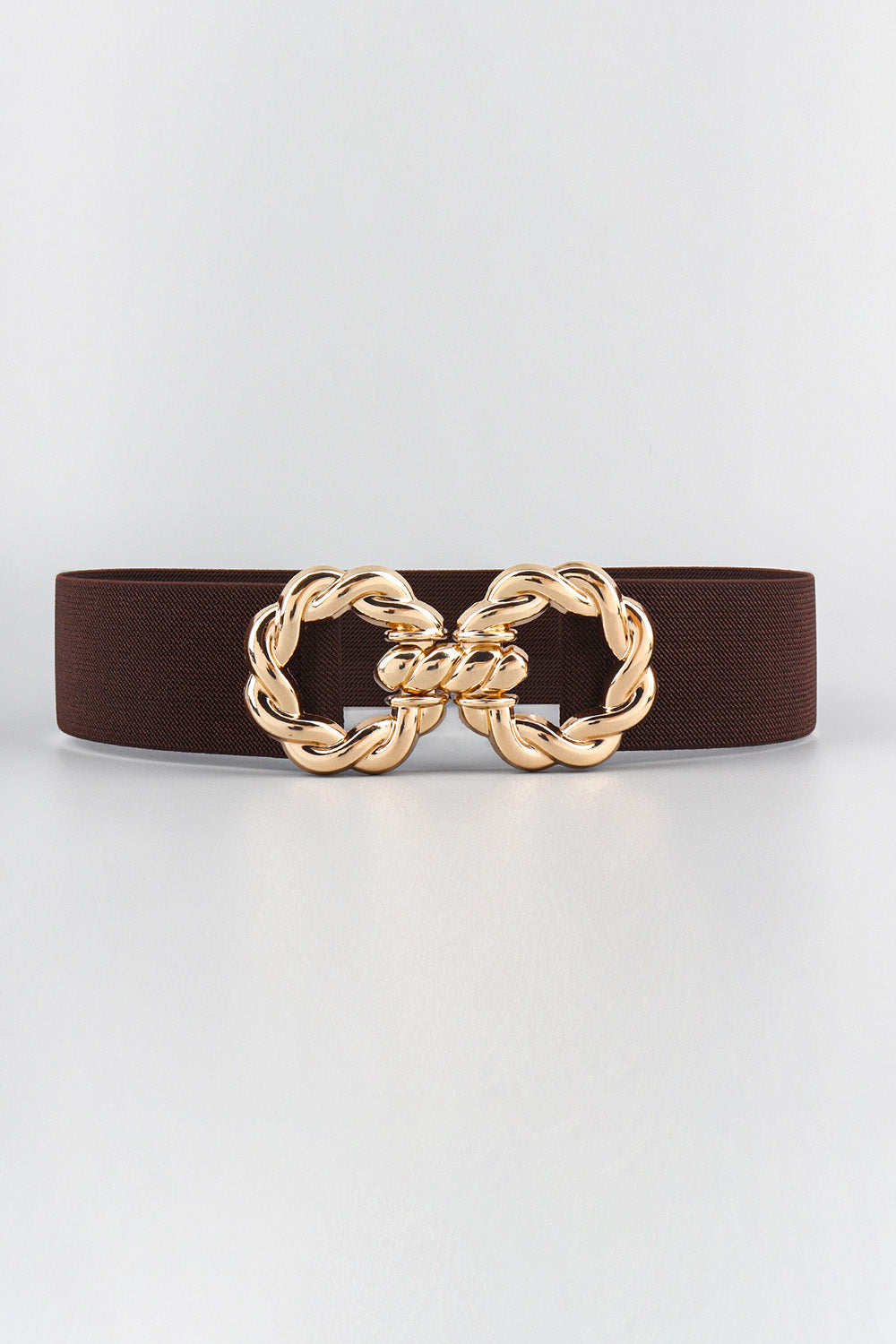Zinc Alloy Buckle Elastic Belt - Chocolate / One Size