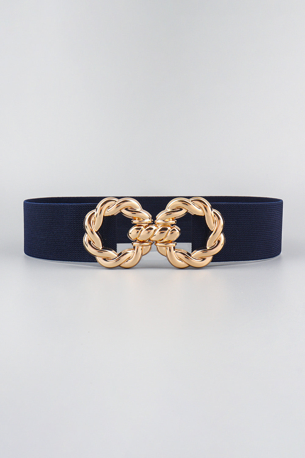 Zinc Alloy Buckle Elastic Belt - Dark Blue / One Size