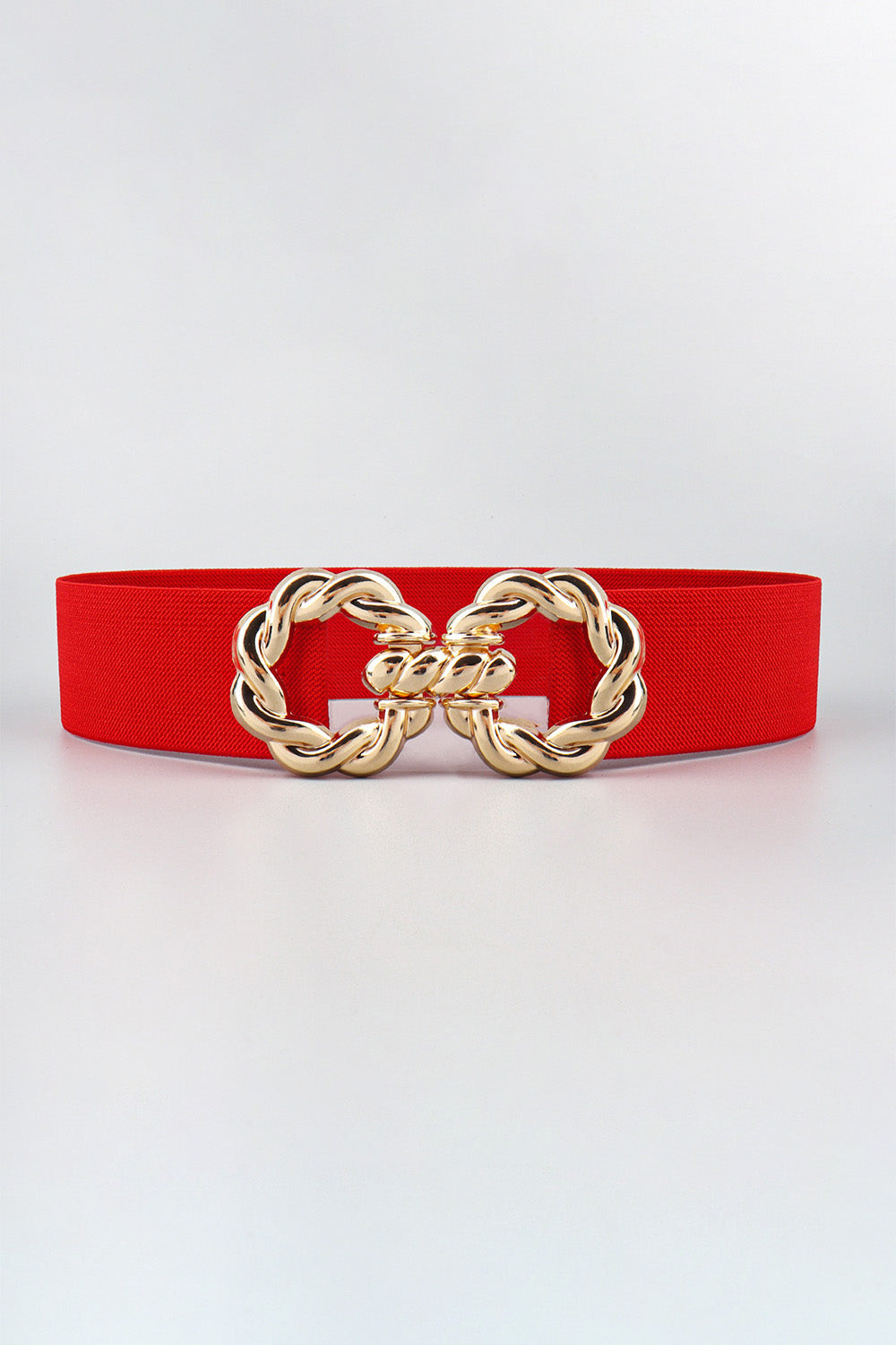 Zinc Alloy Buckle Elastic Belt - Red / One Size