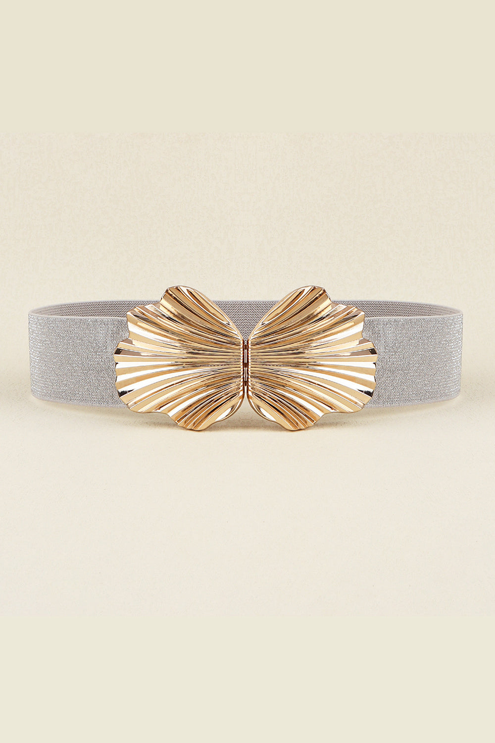 Zinc Alloy Buckle Elastic Belt - Silver / One Size