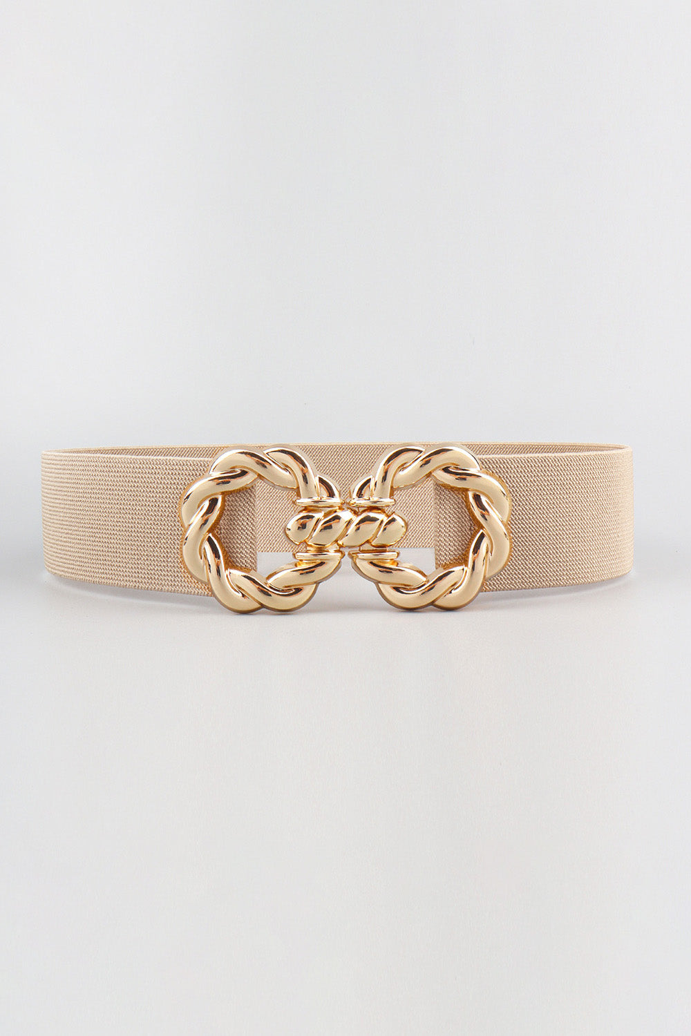 Zinc Alloy Buckle Elastic Belt - Tan / One Size