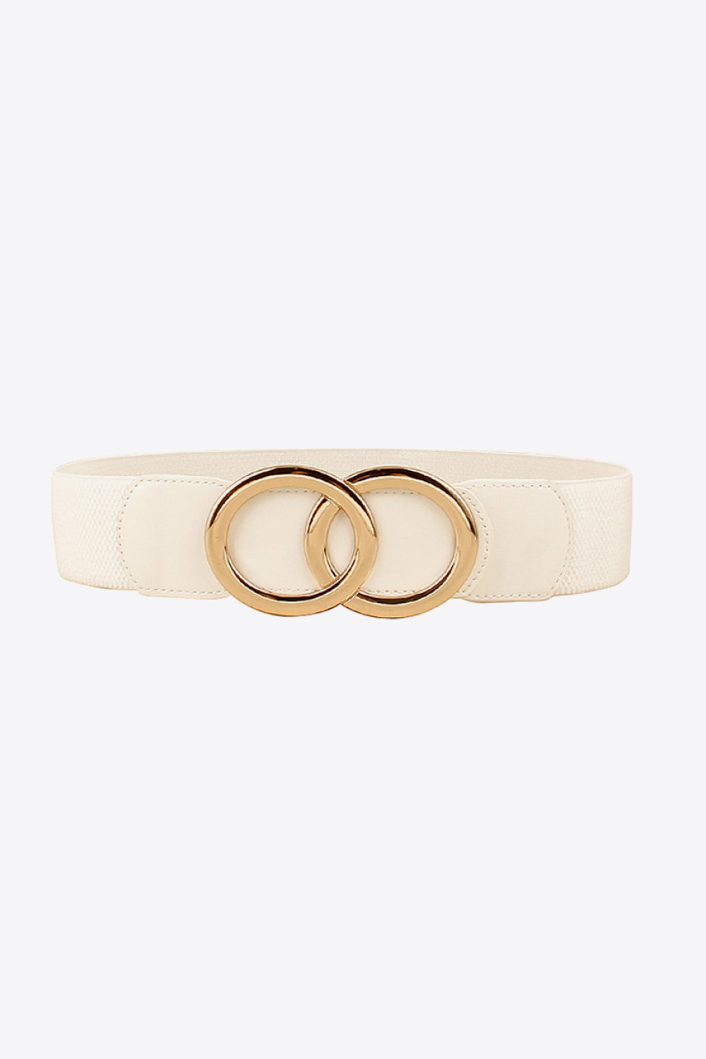 Zinc Alloy Buckle Elastic PU Belt - White / One Size