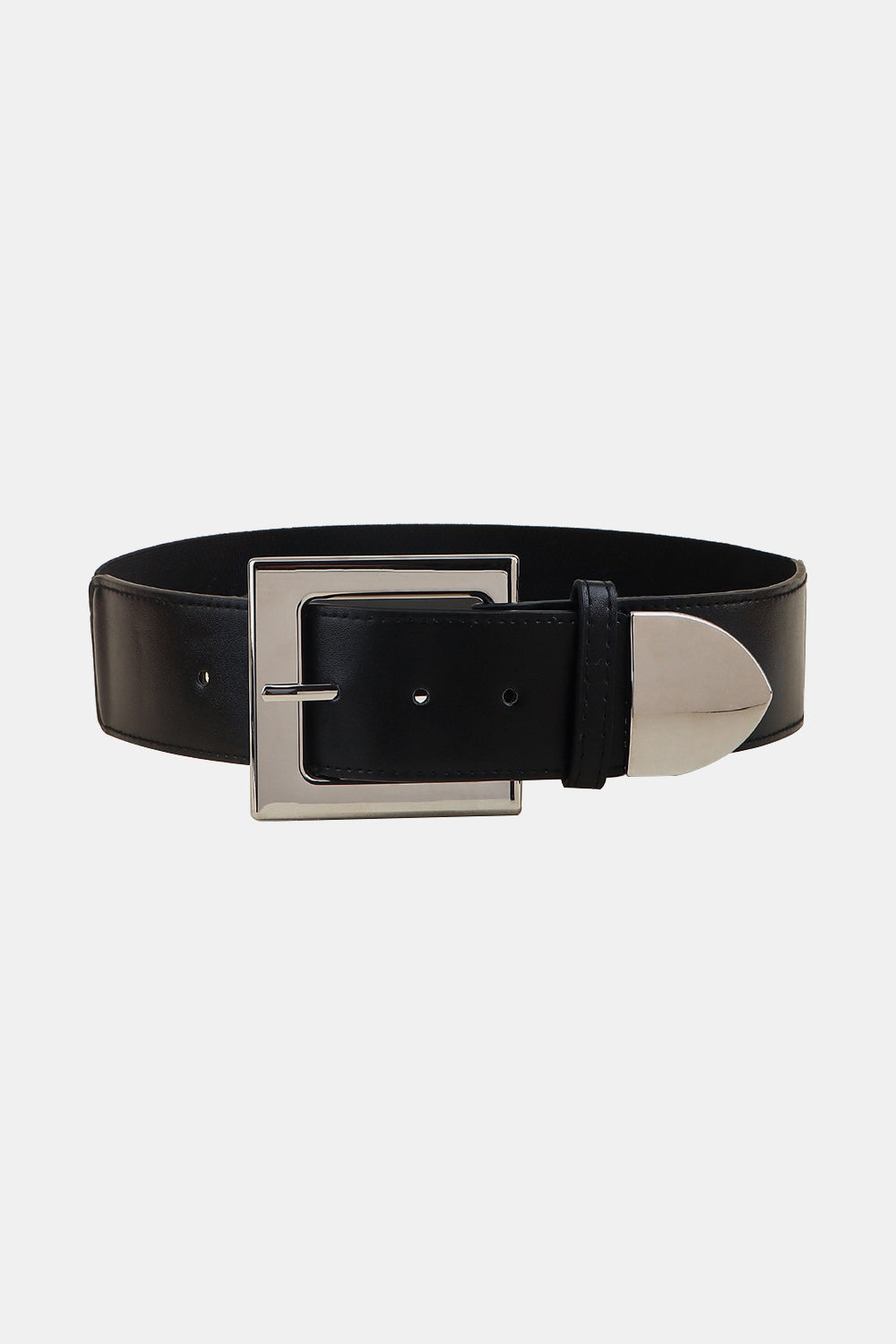 Zinc Alloy Buckle PU Leather Belt - Black / One Size