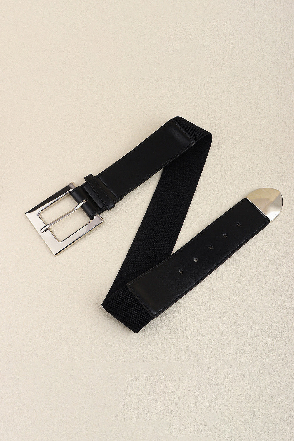 Zinc Alloy Buckle PU Leather Belt - Black / One Size