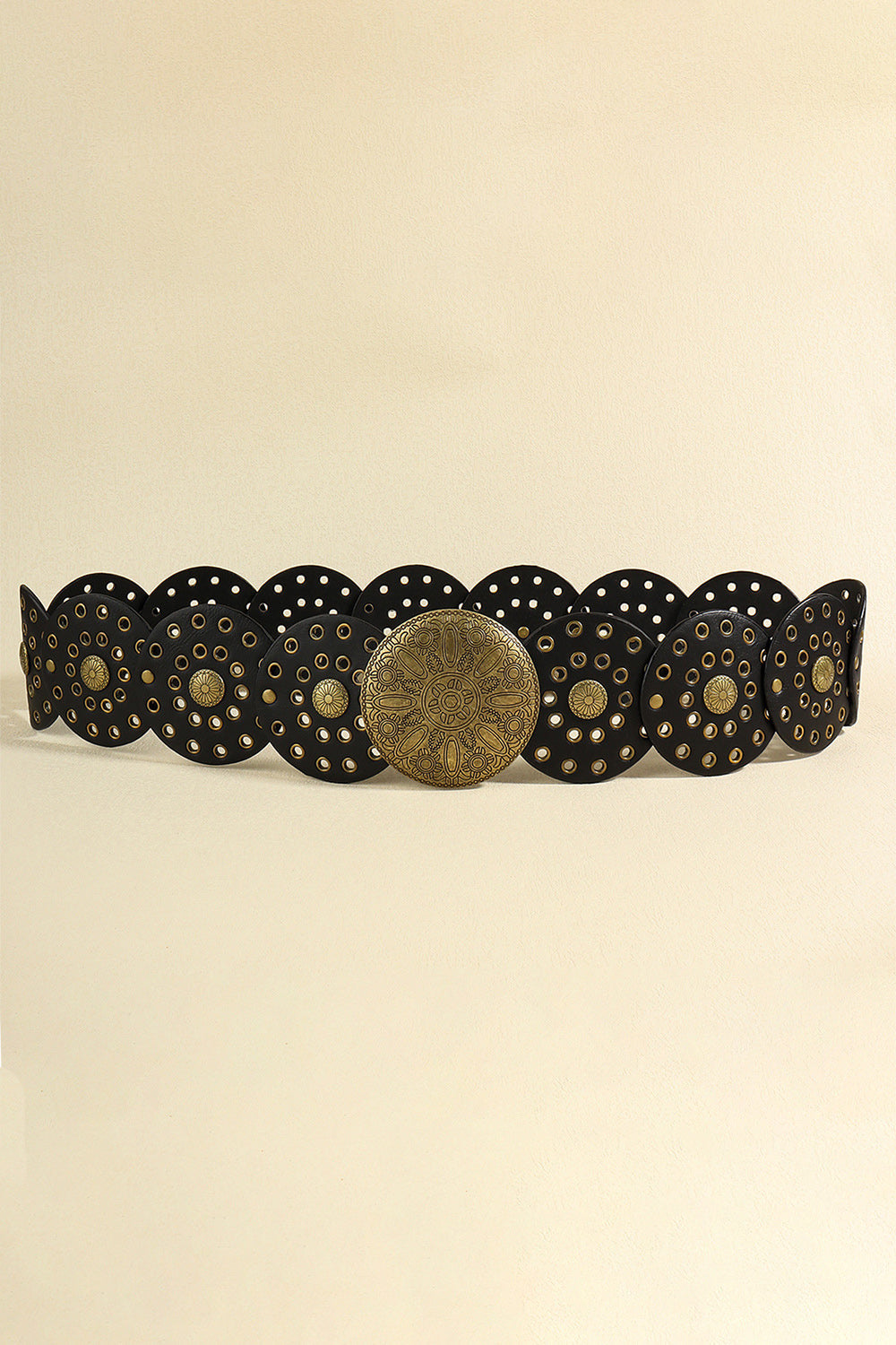 Zinc Alloy PU Disc Belt - Black / One Size