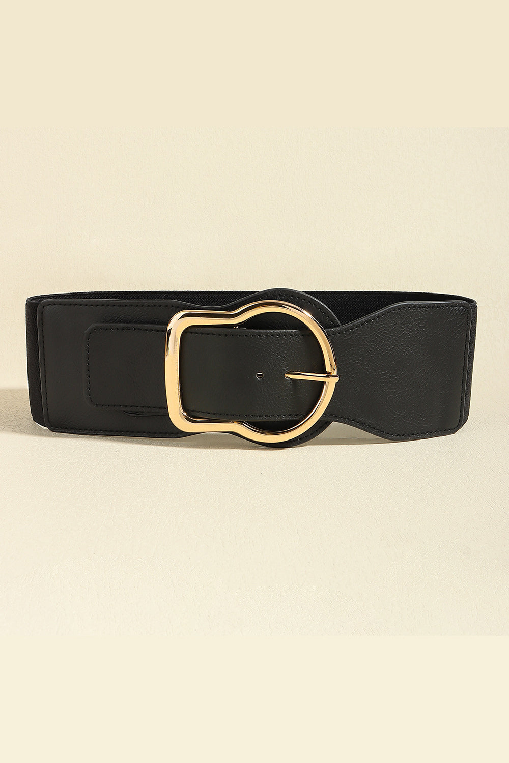 Zinc Alloy PU Leather Belt - Black / One Size