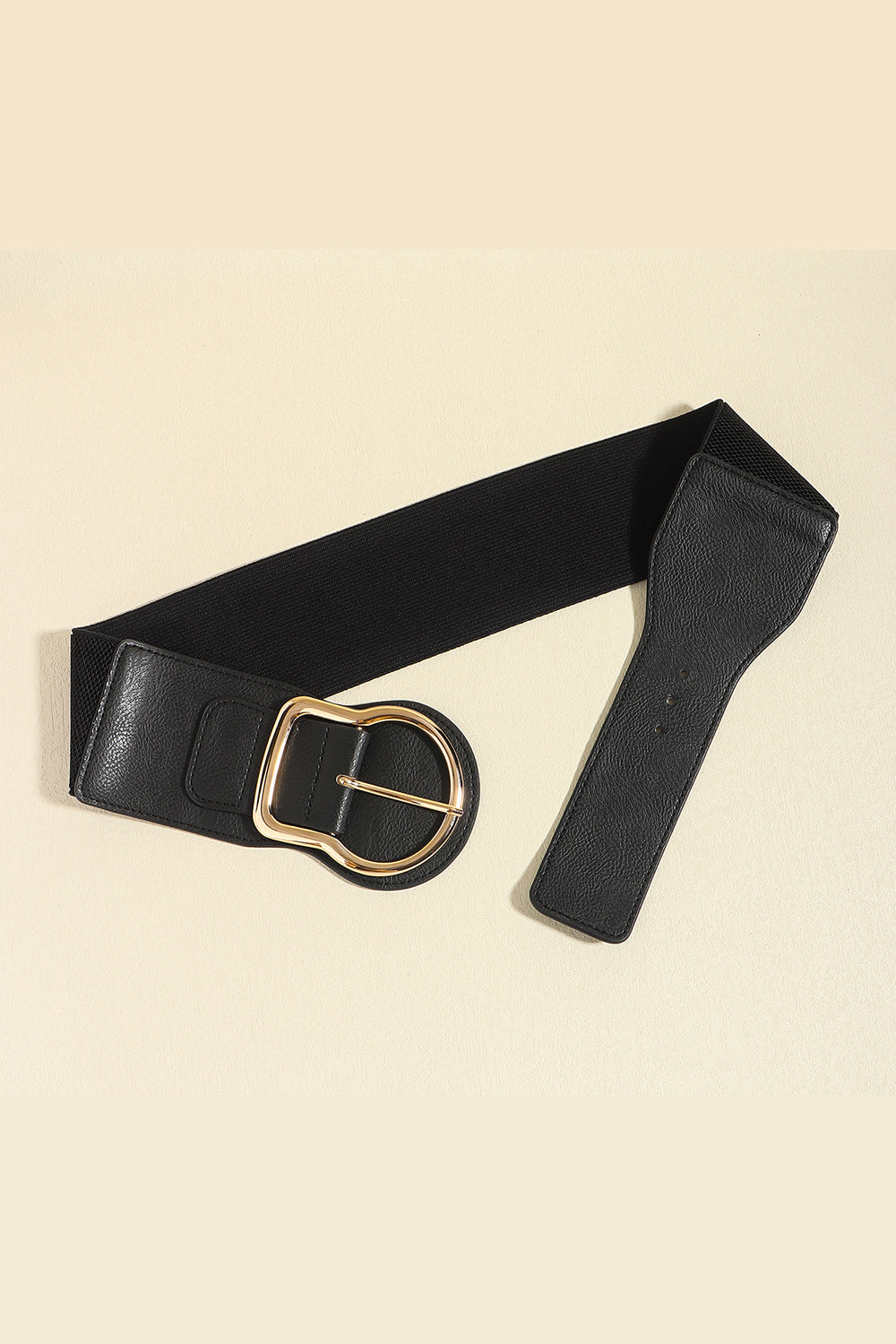 Zinc Alloy PU Leather Belt - Black / One Size