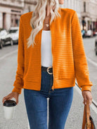 Zip Up Long Sleeve Jacket - Tangerine / S