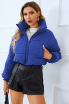 Zip-Up Winter Coat with Pockets - Royal Blue / S