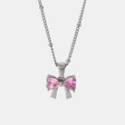 Zircon Bow Necklace - Silver / One Size